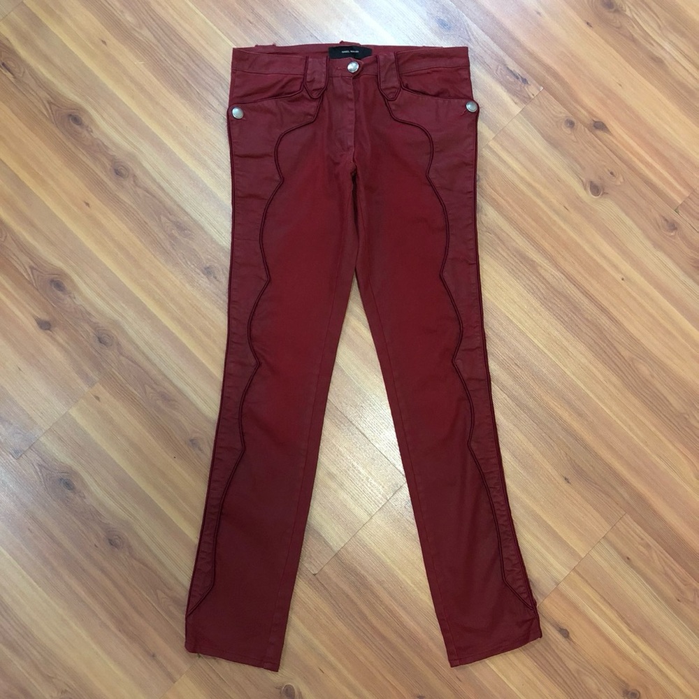 Authentic Isabel Marant Red Skinny Leather Pants